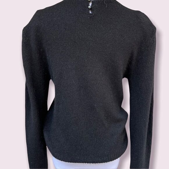 Vintage 80’s Silk/ Angora Embellished Fitted Sweater small - Picture 2 of 7